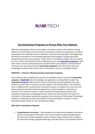 top automation programs to pursue after your