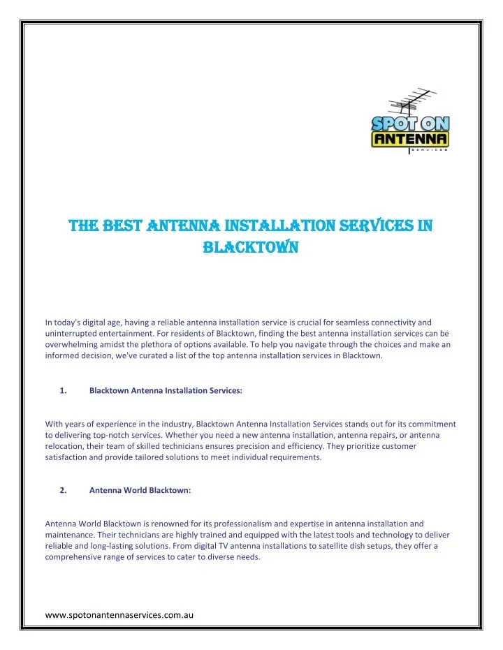 PPT The Best Antenna Installation Services in Blacktown PowerPoint