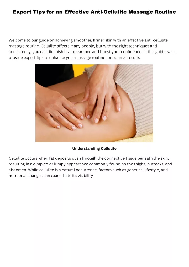 expert tips for an effective anti cellulite