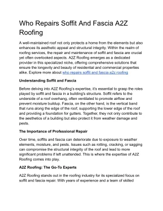 who repairs soffit and fascia a2z roofing