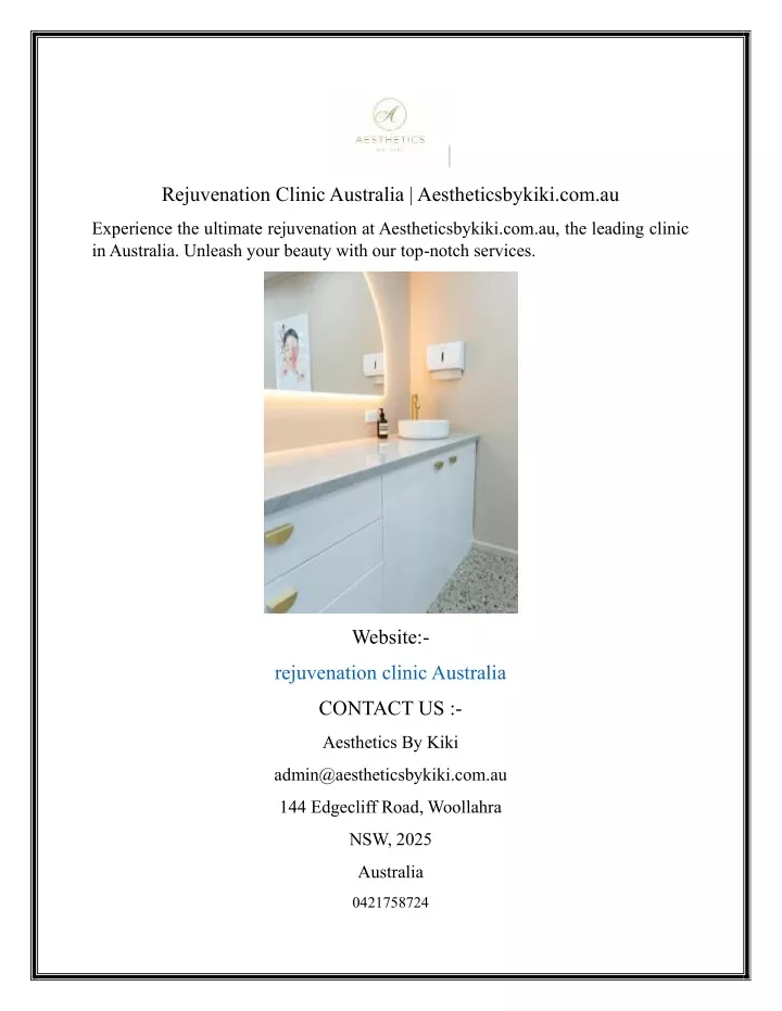 rejuvenation clinic australia aestheticsbykiki