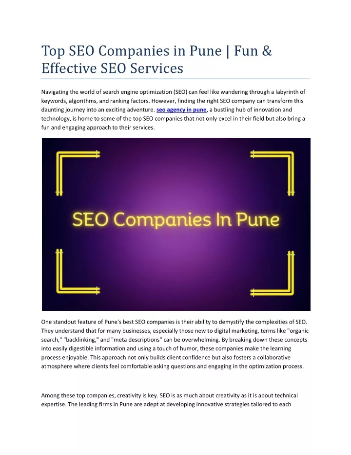 PPT - Top SEO Companies in Pune | Fun & Effective SEO Services ...