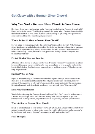 get classy with a german silver chowki get classy