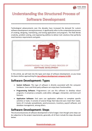 Understanding the Structured Process of Software Development