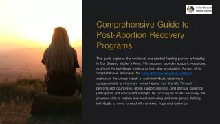 Comprehensive Guide to Post-Abortion Recovery Programs