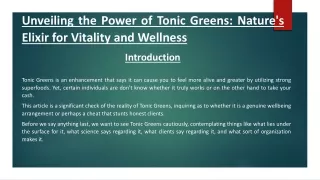 unveiling the power of tonic greens nature