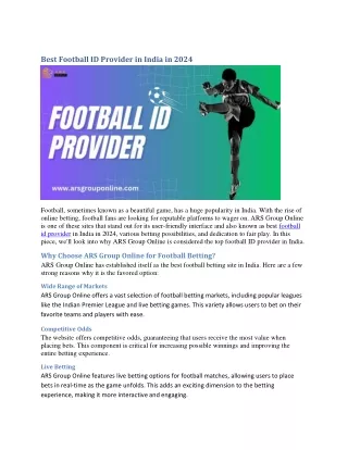 Best Football ID Provider in India in 2024