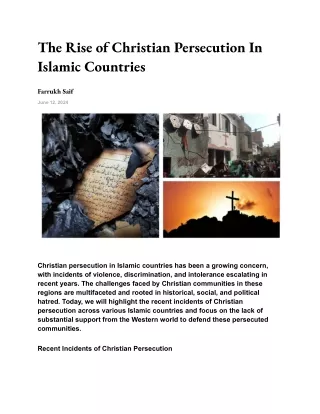 The Rise of Christian Persecution In Islamic Countries (1)