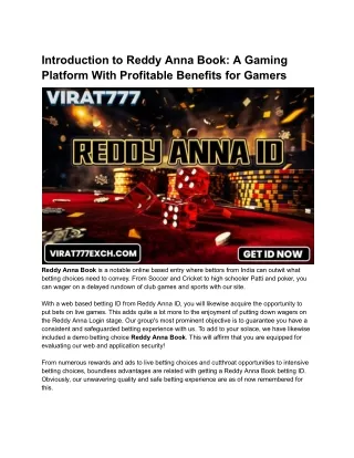 Introduction to Reddy Anna Book_ A Gaming Platform With Profitable Benefits for Gamers