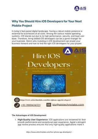 why you should hire ios developers for your next