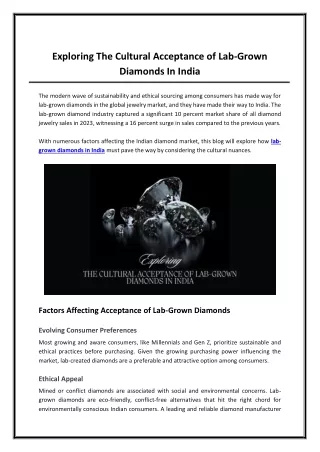 Exploring The Cultural Acceptance of Lab-Grown Diamonds In India