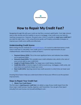 How to Repair My Credit Fast?