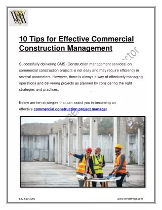 10 Tips for Effective Commercial Construction Management