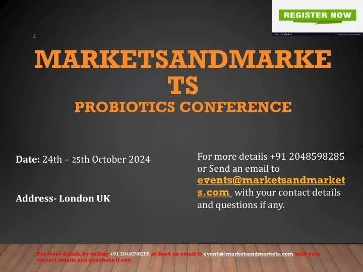 marketsandmarkets probiotics conference