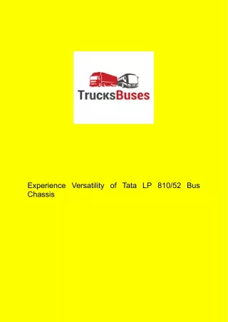 Experience Versatility of Tata LP 810