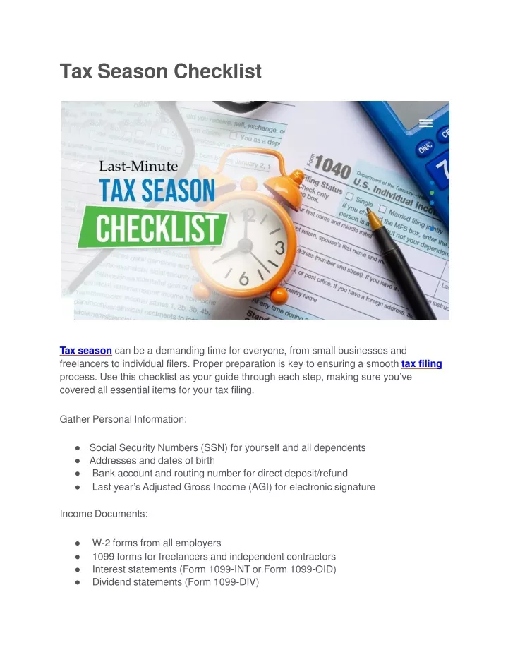 tax season checklist