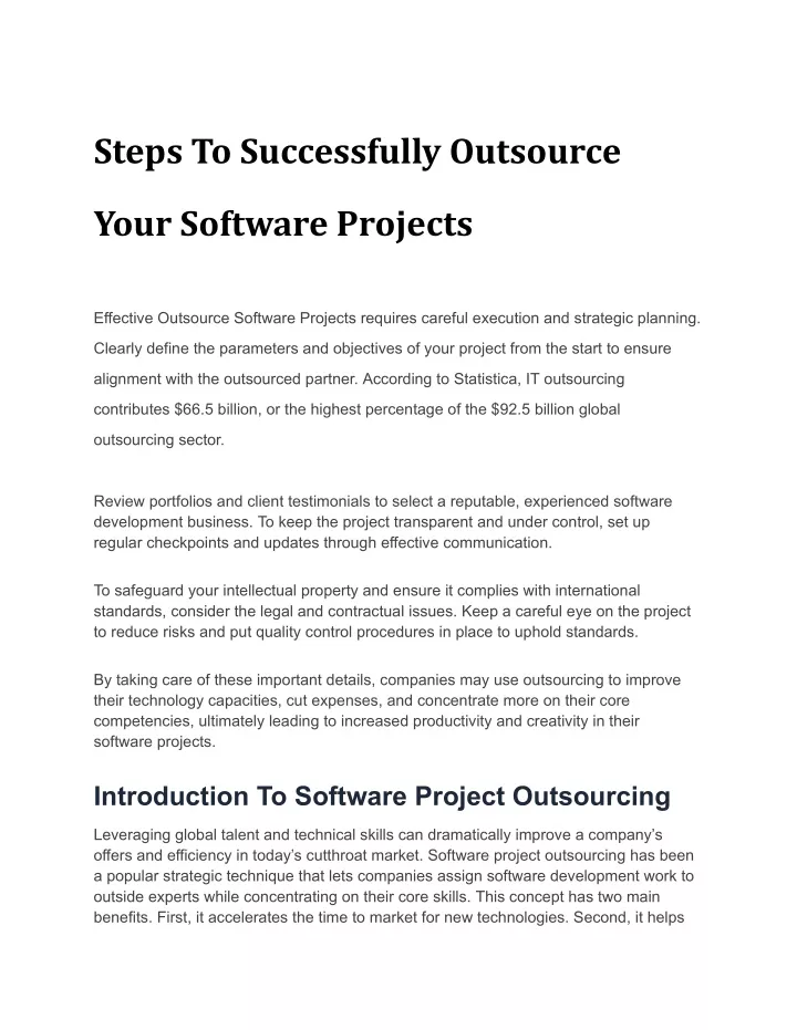 steps to successfully outsource