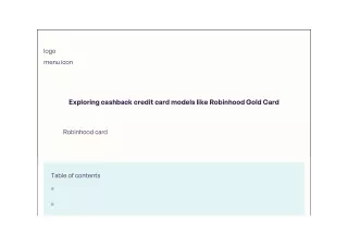 Exploring cashback credit card models like Robinhood Gold Card