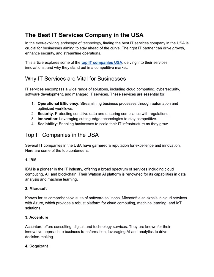 the best it services company in the usa