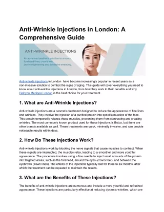 Best Anti-Wrinkle Injections in London