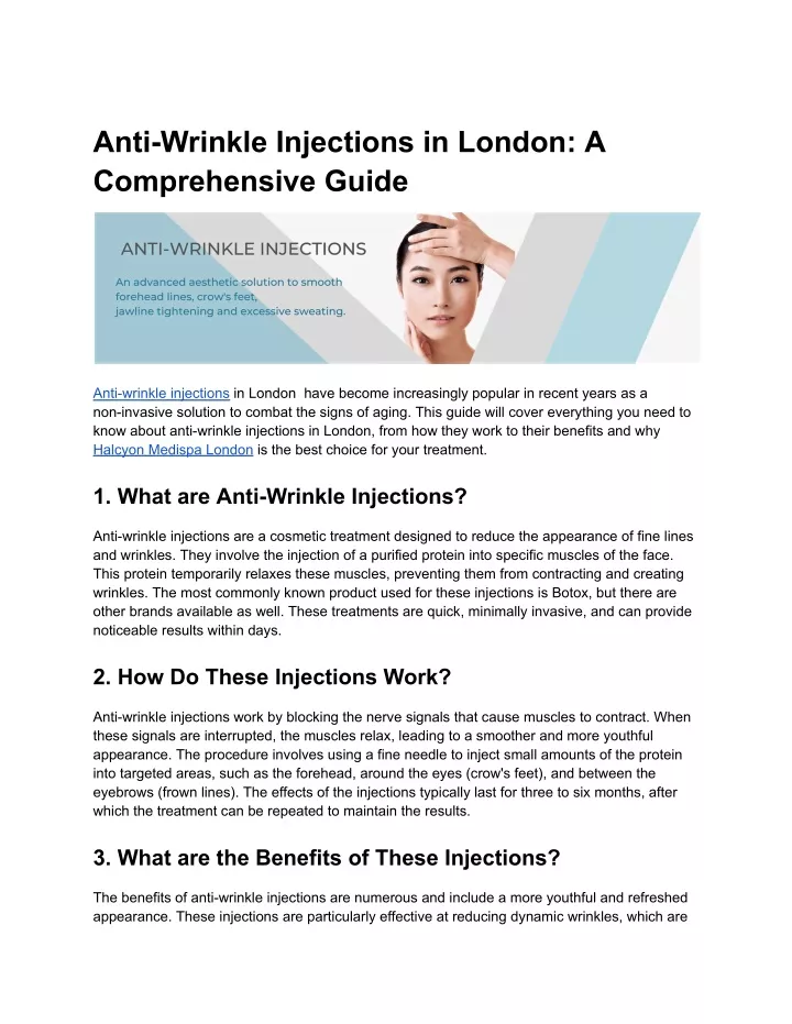 anti wrinkle injections in london a comprehensive