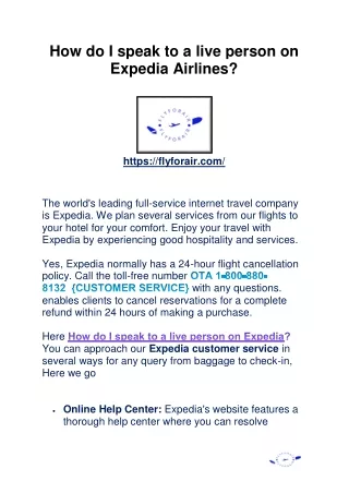 How do I speak to a live person on Expedia Airlines