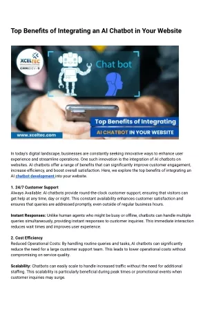 Benefits of Integrating an AI Chatbot on Your Website