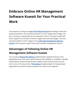 Embrace Online HR Management Software Kuwait for Your Practical Work