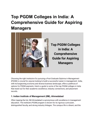 Top PGDM Colleges in India_ A Comprehensive Guide for Aspiring Managers