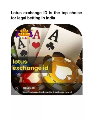 Lotus exchange ID is the top choice for legal betting in India