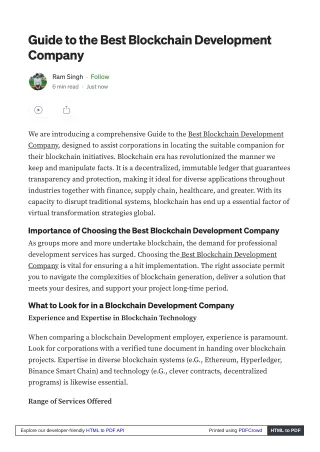 Guide to the Best Blockchain Development Company