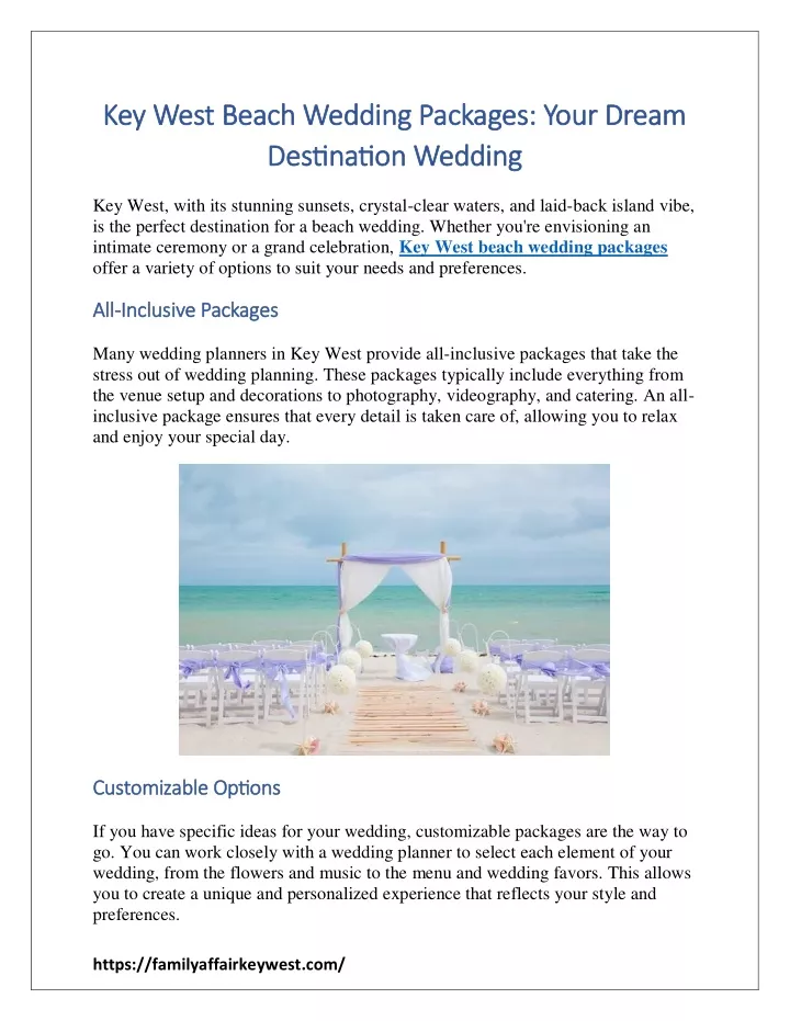 key west beach wedding packages your dream