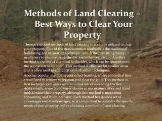 Methods of Land Clearing – Best Ways to Clear Your Property