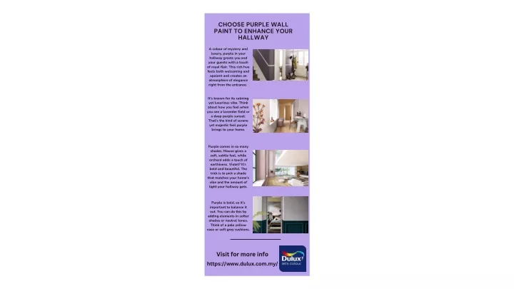 choose purple wall paint to enhance your hallway