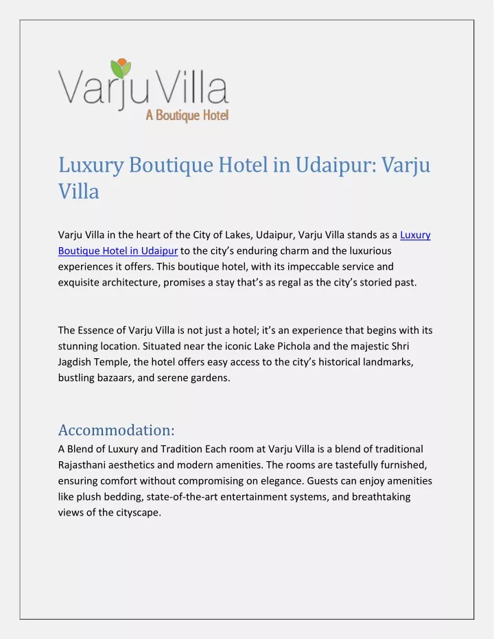 luxury boutique hotel in udaipur varju villa