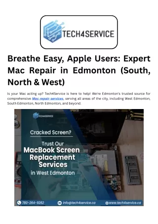 Mac Repair Services Edmonton West, South, East And North