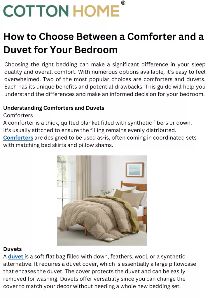 how to choose between a comforter and a duvet