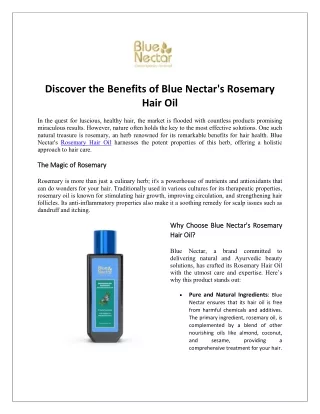 Discover the Benefits of Blue Nectar's Rosemary Hair Oil