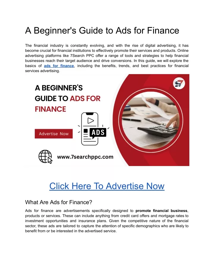 a beginner s guide to ads for finance