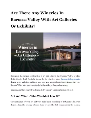 Are There Any Wineries In Barossa Valley With Art Galleries Or Exhibits