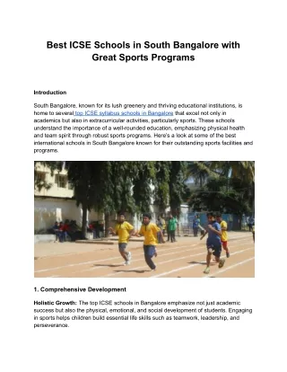 ICSE School with Great Sports Program