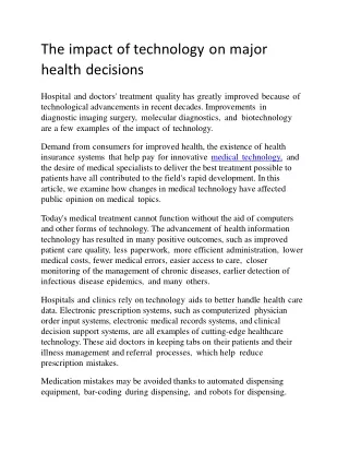 The impact of technology on major health decisions