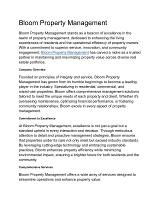 Bloom Property Management