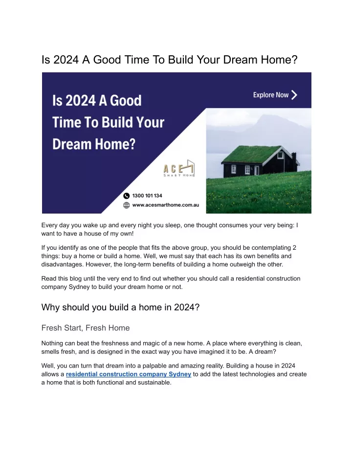 is 2024 a good time to build your dream home