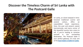 Discover the Timeless Charm of Sri Lanka with The Postcard Galle