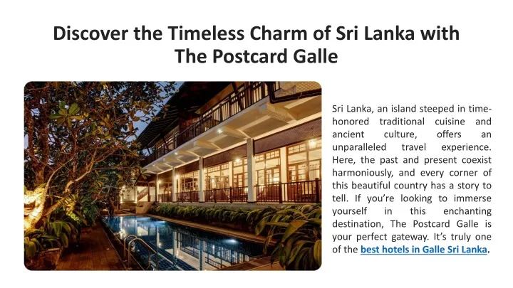 discover the timeless charm of sri lanka with the postcard galle