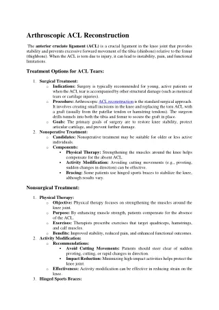 Arthroscopic ACL Reconstruction