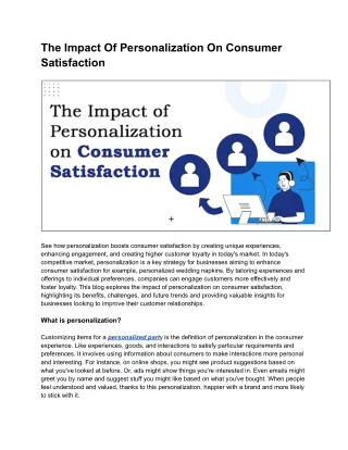 The Impact Of Personalization On Consumer Satisfaction