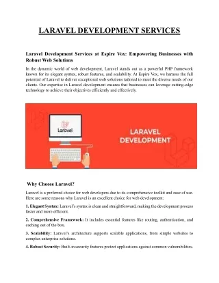 LARAVEL DEVELOPMENT SERVICES