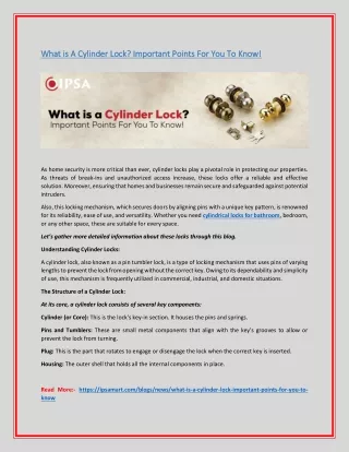 What is A Cylinder Lock? Important Points For You To Know!